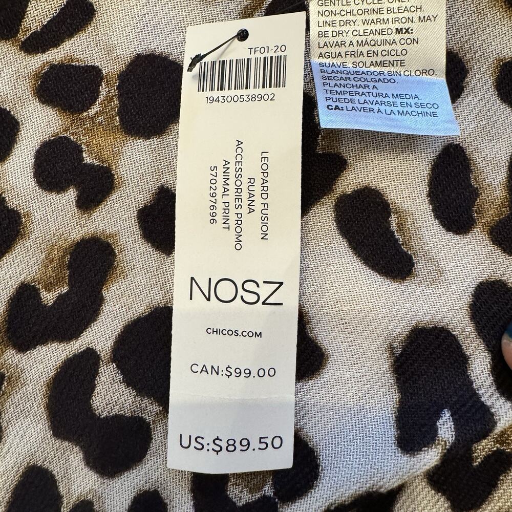 NWT Chicos Leopard Fusion Ruana One Size Open Front Kimono Old Money Mob Wife - Picture 6 of 10